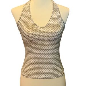 Gap Black/White Abstract Pattern Fitted Halter Top Women’s Size XS